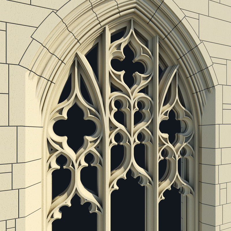 Arched window in gothic design