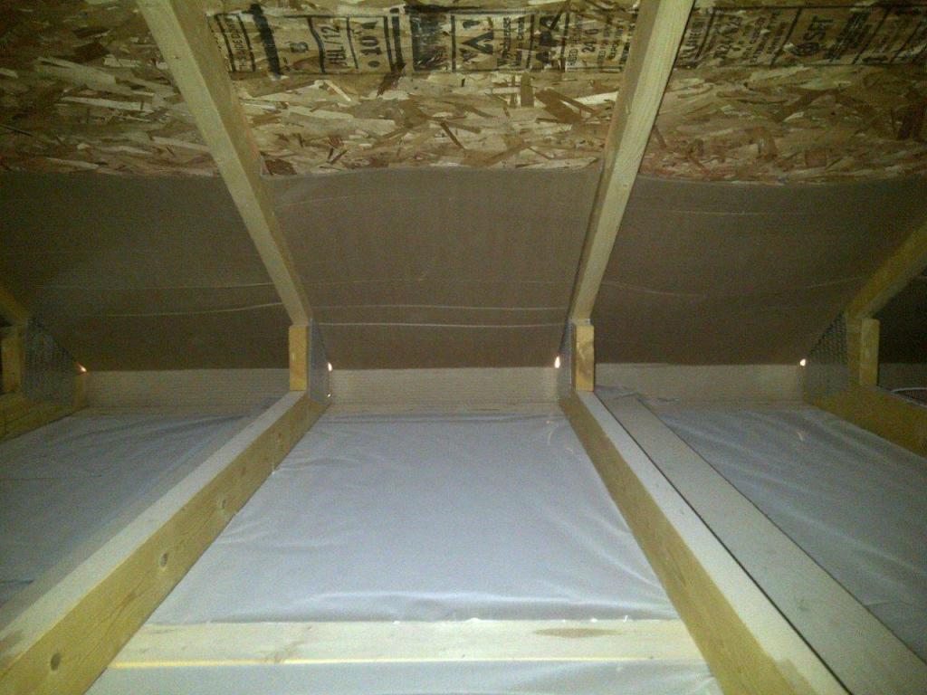 warming of the ceiling with mineral wool