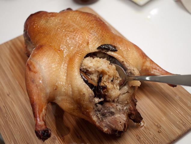 Goose stuffed with rice