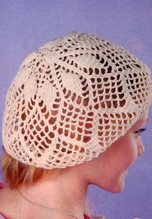 openwork sommer beret hekle 