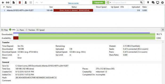 ข้อผิดพลาดในการเข้าถึง utorrent ถูกปฏิเสธการเขียนลงดิสก์