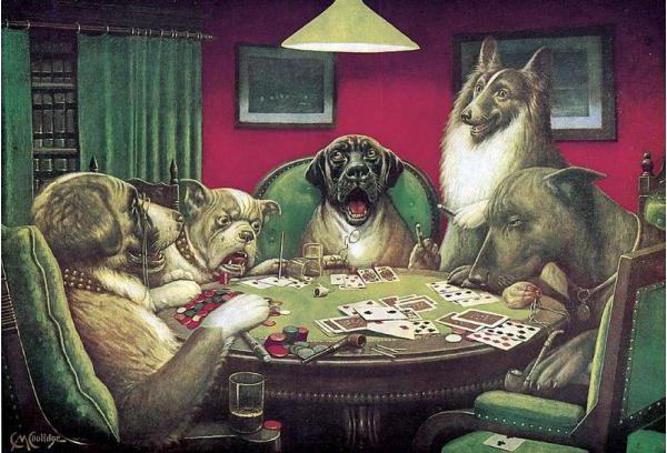 i cani giocano a poker con le foto di