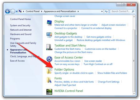 Windows 7 otwiera ukryte foldery