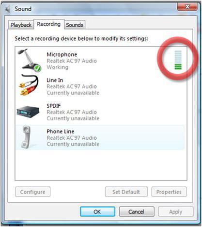 Ako pripojiť mikrofón k počítaču so systémom Windows 7: štandardné nástroje