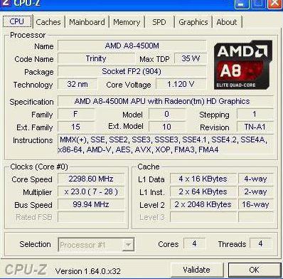 amd a8 4500m specifikacijos