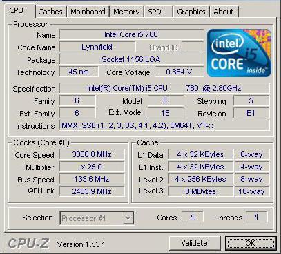 specifikacije procesora intel core i5 760