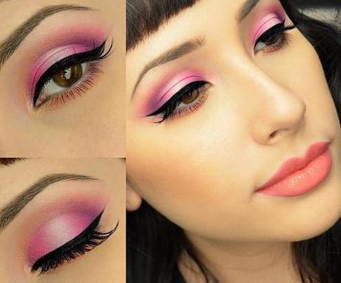make-up pre hnedé oči v ružových tónoch