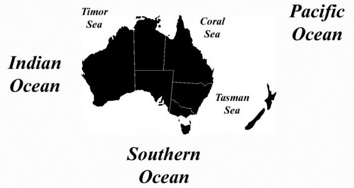 milyen óceánok mosják Ausztráliát