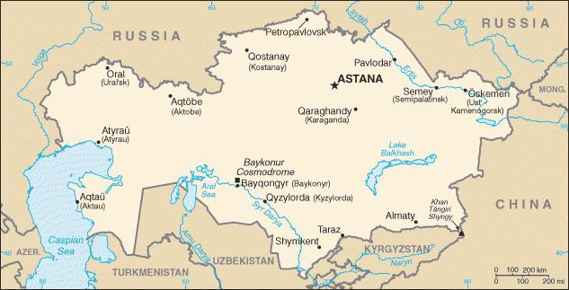 frontières du Kazakhstan 