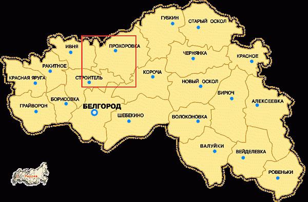 Belgorodin alueen kartta